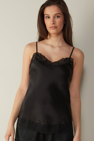 Intimissimi Kanten and Silk Top Zwart | ANLDF54344